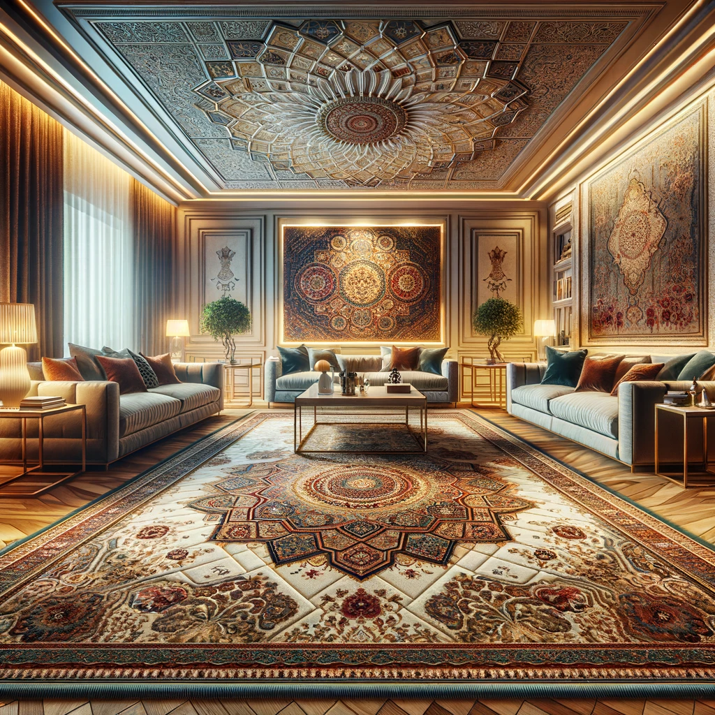 opulent room and expensive persian rug
